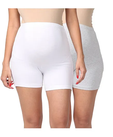 Morph Pack Of 2 Maternity Under Shorts - White & Grey