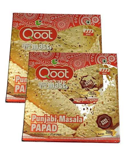 Qoot Punjabi Masala Papad Pack of 2 - 200 gm Each