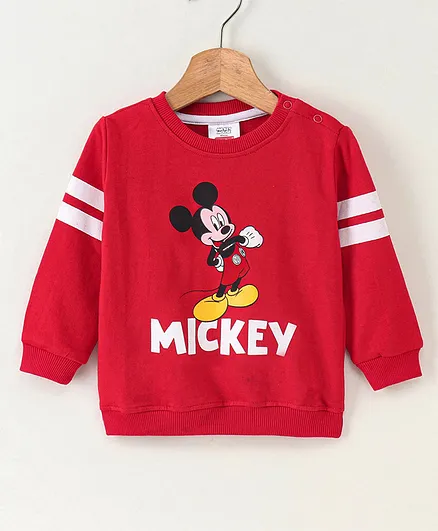 Babyhug Full Sleeves Sweatshirt Mickey Mouse Print - Red