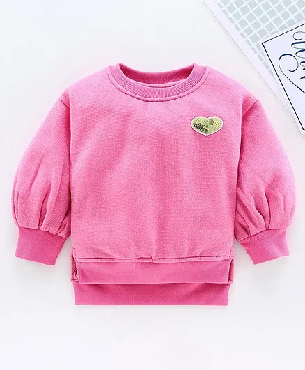 Play by Little Kangaroos Full Sleeves Sweatshirt Heart Patch - Pink