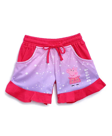 Peppa Pig by Toothless Character Printed Shorts - Pink & Purple