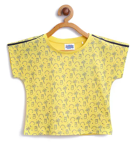 Peppa Pig by Toothless Short Sleeves All Over Character Printed Tee - Yellow