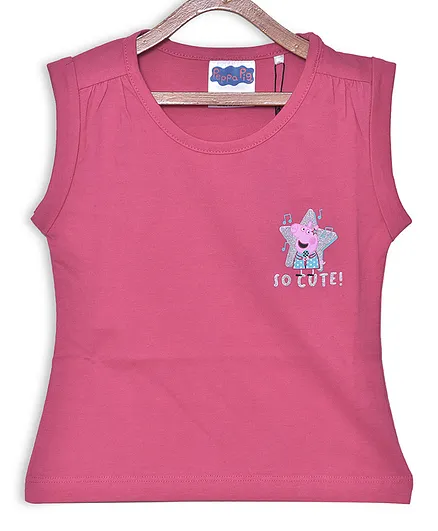 Peppa Pig by Toothless Sleeveless Solid Colour Tee - Dark Pink