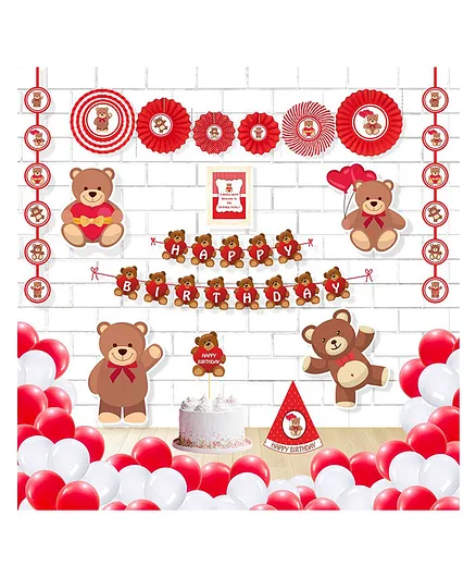 Untumble Teddy Themed Party Decor Red - Pack of 95 