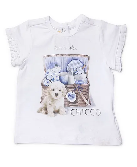 Chicco Short Sleeves T-Shirt Dog Print - White