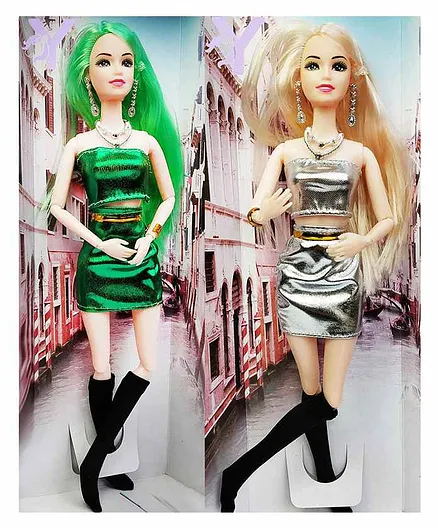 Yunicorn Max Articulated Doll Silver & Green Pack Of 2 - Height 33 cm
