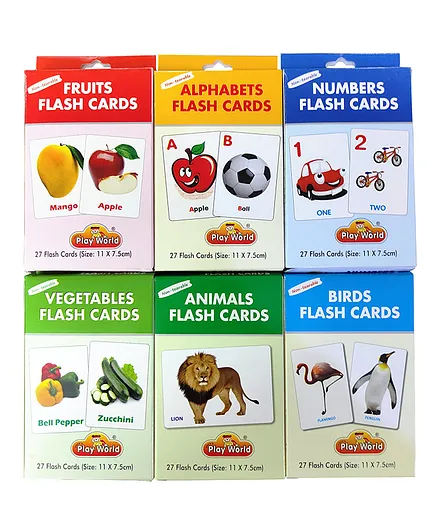 Planet Of Toys Learning And Educational Flash Cards Set of 6 - 27 Pieces Each   