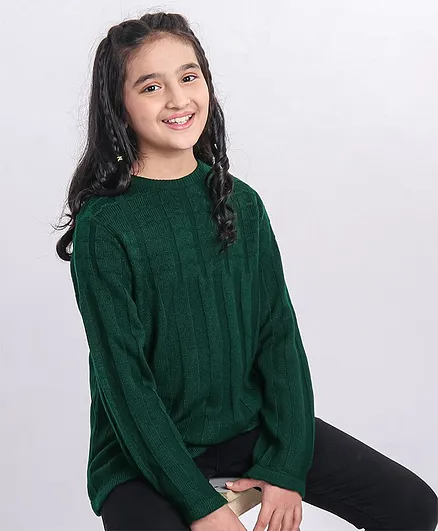 Pine Kids Full Sleeves Medium Winter Pullovers - Green