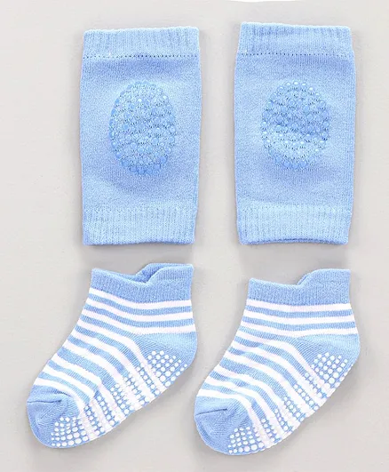 Baby Anti-Slip Knee Pads & Socks - Sky Blue