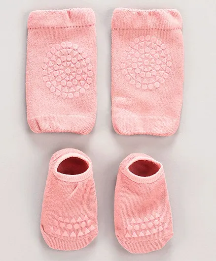Baby Anti-Slip Knee Pads & Socks - Light Pink