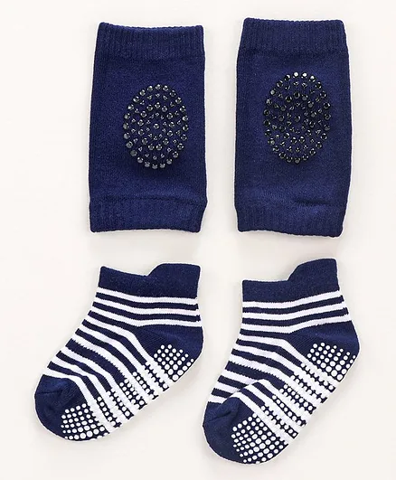 Baby Anti-Slip Knee Pads & Socks - Navy Blue