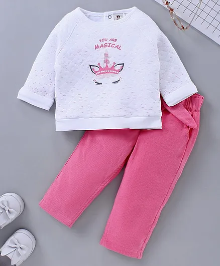 ToffyHouse Full Sleeves Top & Pajama Set - Pink