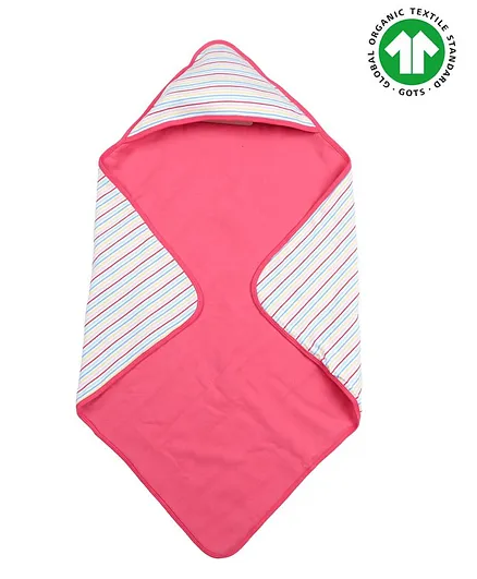 GREENDiGO 100% Organic Cotton Gots Striped Wrapping Cloth - Pink