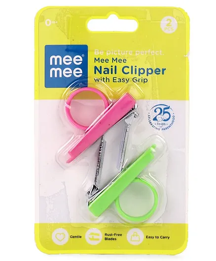 Mee Mee Baby Nail Cutter with Easy Grip Set of 2 - Pink Green