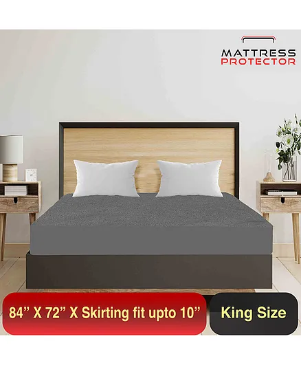 Mattress Protector Water Proof Breathable Stretchable Fitted  72 x 84 Inch for Double Bed (King Size)with Elastic Strap Water Resistant Ultra Soft Hypoallergenic Bed Cover ( Grey )