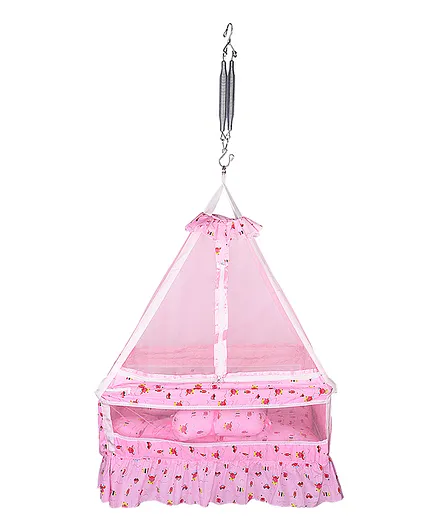 132 Swing Cradle With Mosquito Net & Ergonomic Design - Pink