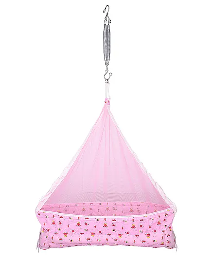 132 Swing Cradle Bedding Set With Mosquito Net and Spring  - Pink 