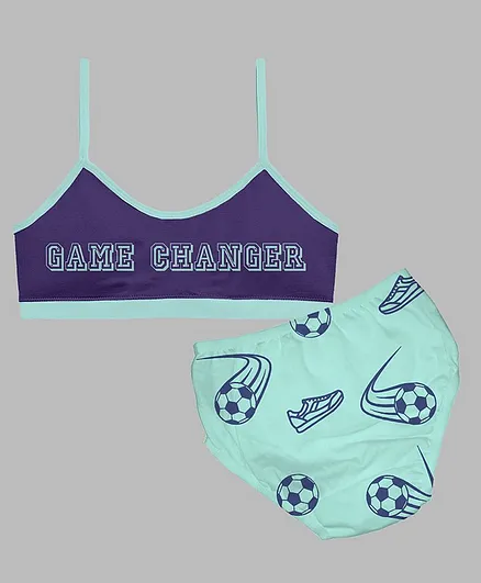 Plan B Combo Of 2 Game Print Bra With Panty - Blue