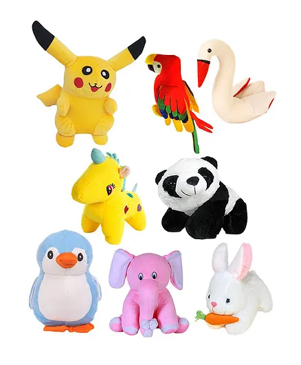 Deals India Combo of 8 Super Soft Plush Soft Toys Multicolor - Height 25 cm