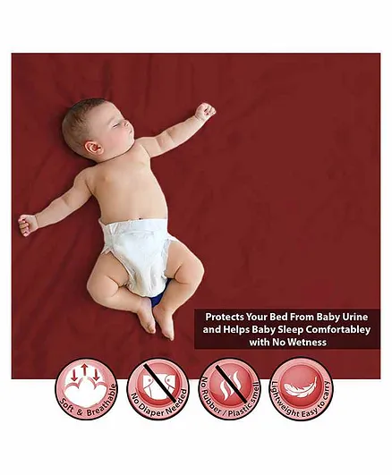 POLKA TOTS Waterproof Baby Dry Sheet  Bed Protector Medium - Maroon