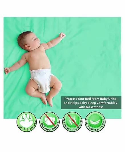 POLKA TOTS Waterproof Baby Dry Sheet  Bed Protector Small - Mint