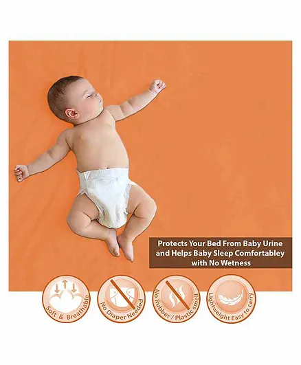 POLKA TOTS Waterproof Baby Dry Sheet  Bed Protector Medium - Peach
