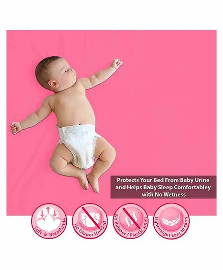 POLKA TOTS Waterproof Baby Dry Sheet  Bed Protector Small - Pink