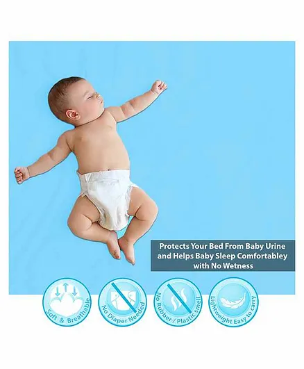 POLKA TOTS Waterproof Baby Dry Sheet  Bed Protector Large - Blue
