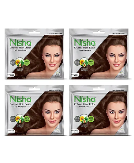 Nisha Crème Pouch Hair Color Chocolate Brown - 40 gm (Pack of 4) Online in  India, Buy at Best Price from  - 9634543