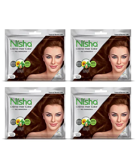 Nisha Crème Pouch Hair Color Natural Brown - 40 gm (Pack of 4) Online in  India, Buy at Best Price from  - 9634544