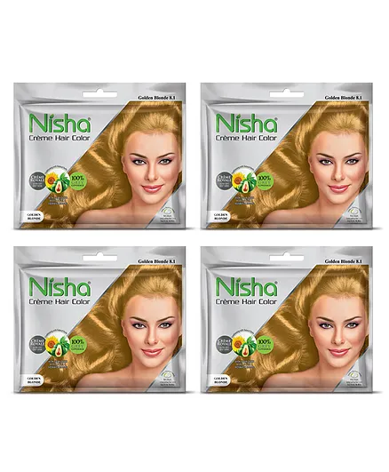 Nisha Crème Pouch Hair Color Golden Blonde - 50 gm (Pack of 4) Online in  India, Buy at Best Price from  - 9634550