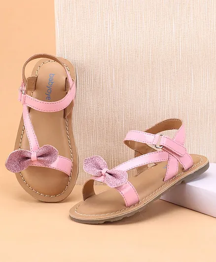 Babyoye Sandals Bow Appliques - Light Pink