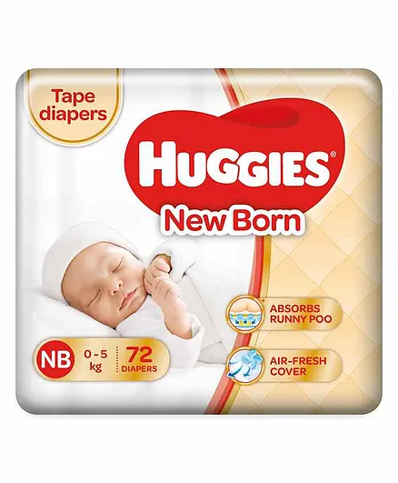Huggies New Born Tape Diapers - 72 Pieces