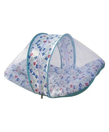 Amardeep Bedding Set With Mosquito Net Teddy Print - Blue