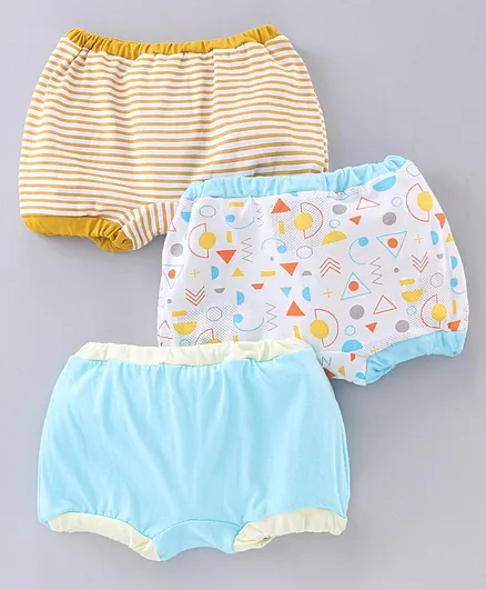 Ohms Cotton Bloomers Pack of 3 - Blue Yellow