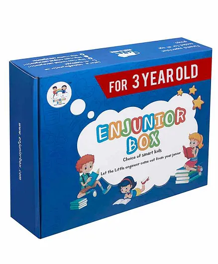 Enjunior Box Educational Activity Game With Puzzles & Activity Flash Cards - Blue