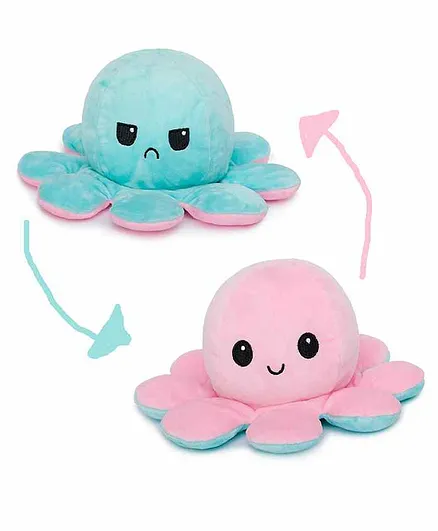 Toyingly Reversible Octopus Plush Soft Toy Blue & Pink - Height 20 cm