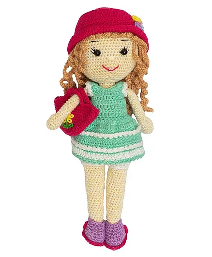 Happy Threads Crochet Molly Doll Green - Height 19.05 cm