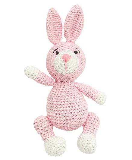 Happy Threads Crochet Bunny Soft Toy Pink - Height 17.5 cm