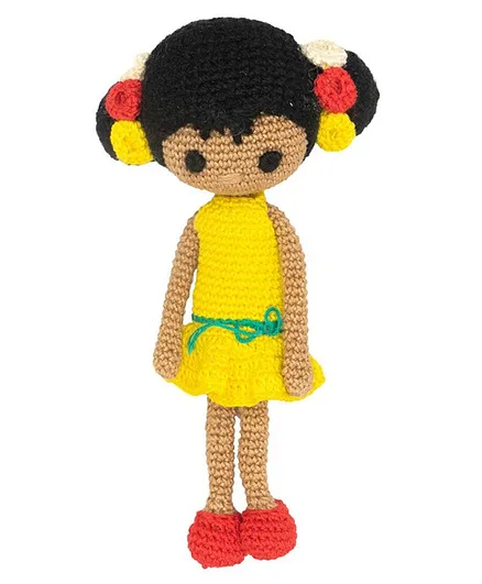 Happy Threads Crochet Amigurumi Doll Yellow - Height 20.32 cm