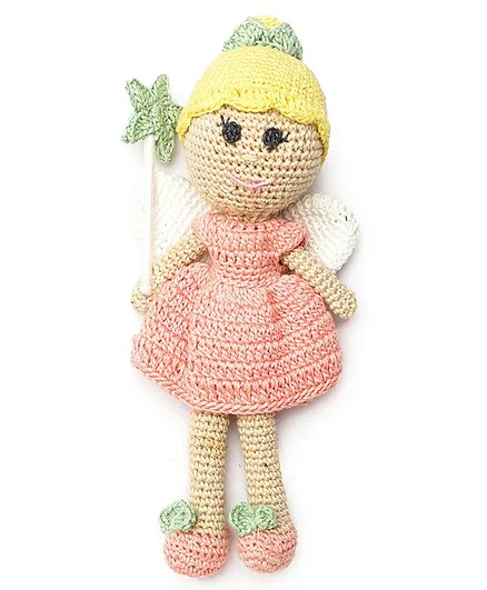 Happy Threads Crochet Fairy Soft Toy Peach - Height 17.7 cm