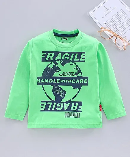 Fido Full Sleeves Tshirts Placement Print - Green