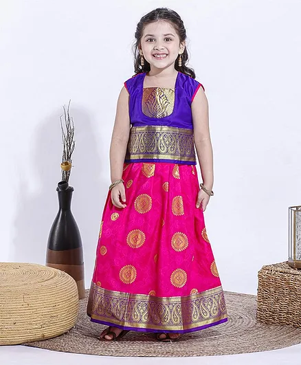 Bhartiya Paridhan Sleeveless Choli & Lehenga - Purple Pink