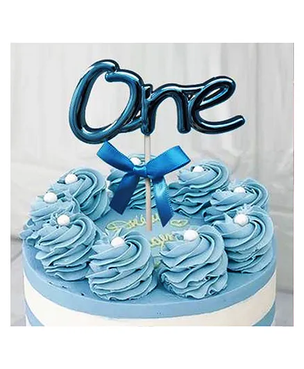 Funcart 1st Birthday Metallic Foil Cake Topper - Blue