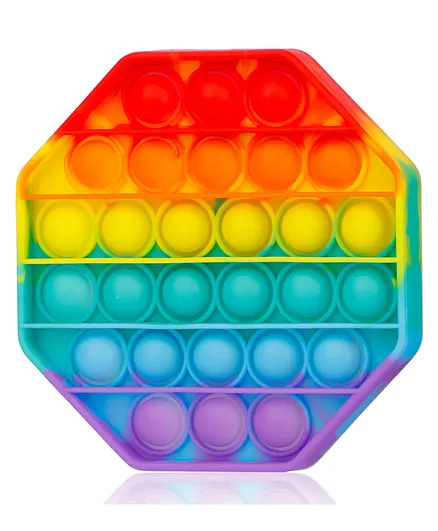 Fiddlerz Octagon Shaped Stress Relieving Silicone Pop It Fidget Toy - Multicolor