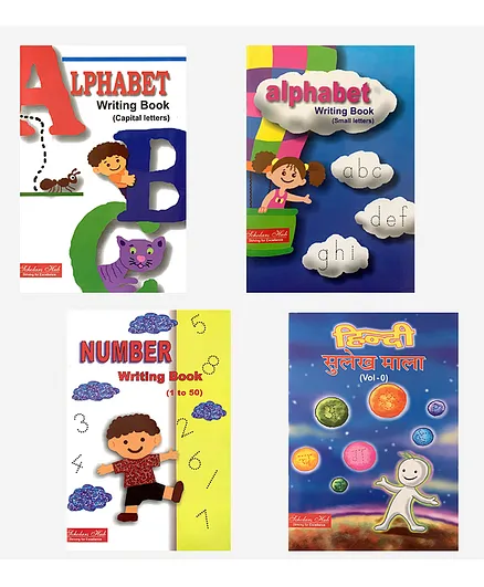 Alphabet and Numbers Writing Book Pack of 4 - English Hindi