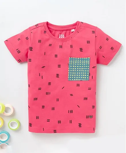 Ed-a-Mamma Half Sleeves All Over Print Tee With Pocket - Pink