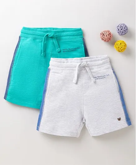 Ed-a-Mamma Pack Of 2 Solid Shorts - Teal Blue & Grey