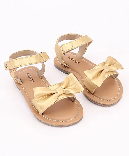 Babyoye Party Wear Sandals Bow Applique Golden (Sole Colour May Vary)