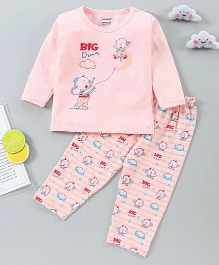 Cucumber Full Sleeves Pyjama Sets -Pink